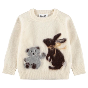 Джемпер з вовни мериноса Molo Gilby Retro Animals, колір бежевий, розмір 92 (263.6W26K211.5775)