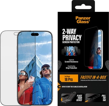 Захисне скло Panzer Glass 2-Way Privacy Ultra-Wide Fit w. FASTFIT IN-A-BOX Apple iPhone 18 Pro Black (PG28448)