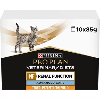 Вологий корм для котів при хворобах нирок Purina Pro Plan Veterinary Diets NF Renal Function з куркою 10×85 г упаковка
