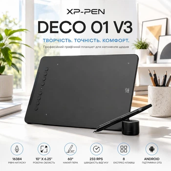 Графічний планшет із ручкою для малювання XP-PEN графічний планшет з екраном Deco 01 V3 планшет для графічного дизайну