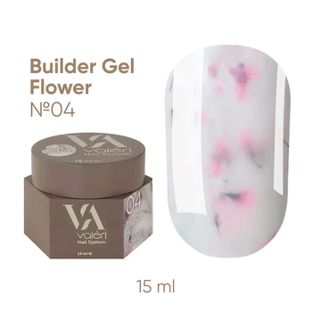 Гель с сухоцветами VALERI Builder Gel Flower 04, светло-розовый, 15 мл