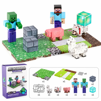 Магнитный конструктор в стиле Minecraft с фигурками и мобами Guard Zombie