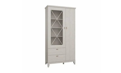 Витрина двустворчатая Мирамаре MMRV822L ДСП сосна белая 113,5х209,4х48,8 см