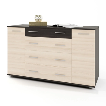 Комод для вещей Эверест К-4 130х38х73 венге темный+дуб молочный (44658)