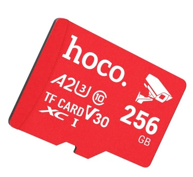 Карта памяти HOCO TF ultra-high-speed surveillance camera memory card MicroSDXC 256GB Class 10 UHS-I U3 V30 A2 Red