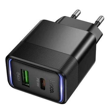 Сетевое зарядное устройство HOCO Lounge CS112A 30W (1USB + 1Type-C) Black