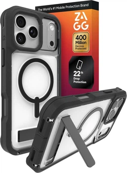 Чохол ZAGG Gear4 Rainier MagSafe KS для Iphone 17 Pro (6.3") Прозорий + Black протиударний із підставкою