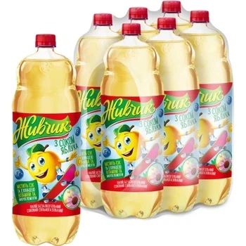 Упаковка безалкогольного сильногазированный соковый Напиток «Оболонь Живчик» Яблоко 2 л ПЭТ х 6 бутылок (4820000195447) (0124)