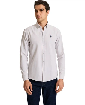 Рубашка мужская приталенная с длинным рукавом U.S. Polo Assn. PU-11949GREY XL серая (8684841251337)