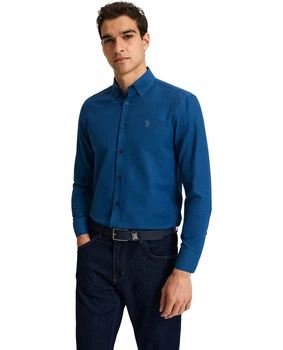 Рубашка мужская приталенная с длинным рукавом U.S. Polo Assn. PU-11949BLUE M синяя (8684841250958)