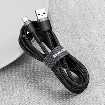 Кабель для быстрой зарядки Baseus Cafule Cable USB for Type-C 3A 1м Серо-Черный (CATKLF-BG1)