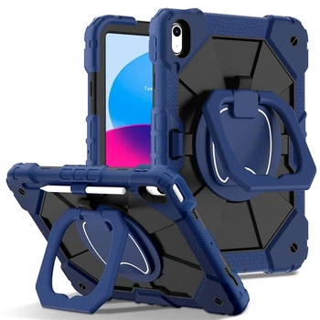 Противоударный защитный чехол ARM Cover для Apple iPad 11 (А16) 2025 с поворотной подставкой 360°, ремешком и держателем для Apple Pencil Black/Blue
