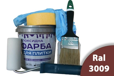 Эпоксидная краска для плитки ArtCraft 1,5 кг коричневая двухкомпонентная (А+В) + набор для покраски (валик, кисть, перчатки,