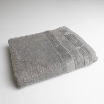 Полотенце банное махровое с велюровым бордюром GM Textile 70х140см 500г/м2 (Серый)