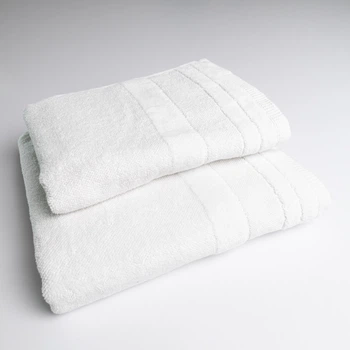 Комплект махровых полотенец с велюровым бордюром 2шт GM Textile 50х90см, 70х140см 500г/м2 (Белый)