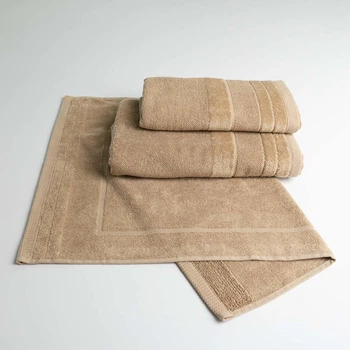 Набор банных махровых полотенец с велюровым бордюром 3шт GM Textile 50х70см, 50х90см, 70х140см (Капучино)