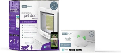Умная дверца для животных SureFlap Microchip Pet Door Connect с Wi-Fi хабом — доступ по микрочипу, управление со смартфона, защита