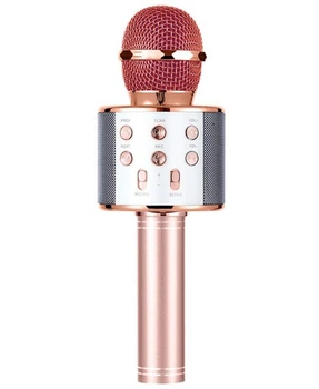 Портативный караоке-микрофон WS-858 с поддержкой Bluetooth розовое золото