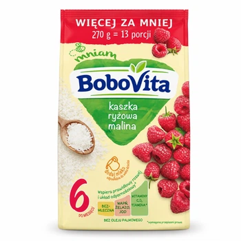 Каша рисова безмолочна BoboVita з малиною, з 6 місяців, 270 г