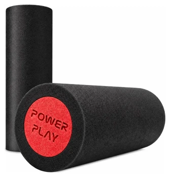 Массажний ролик (ролер) гладкий PowerPlay 4021 Fitness Roller Чорно-червоний (30x15см.) (PP_PP_4021_BL/Red_(30*15))