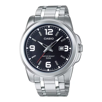 Мужские наручные часы Casio MTP-1314D-1A, кварцевые, стальной браслет, водозащита 50 м