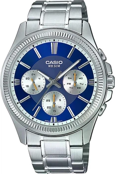 Мужские часы Casio MTP-1375D-2A1 синие 50 м
