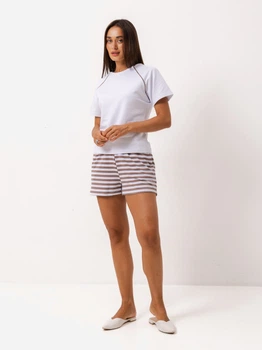 Піжама (футболка + шорти) жіноча бавовняна BARWA garments 0255/402 S Шоколадна (2112554021153)