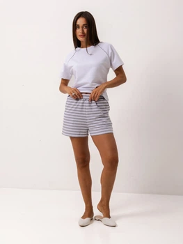 Піжама (футболка + шорти) жіноча бавовняна BARWA garments 0255/402 M Сіра меланж (2112554022105)