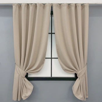 Комплект коротких штор VR-Textil Блэкаут двусторонний Eclipsе № 1817ш Песочный 130х170 см 2 шт (35-0400