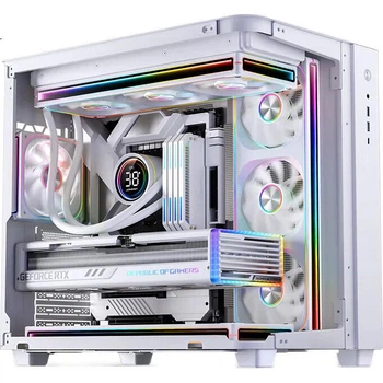 Корпус JONSBO TK-3 White Curved Panoramic ATX (поддержка двух 360-мм радиаторов/блок питания ATX/10 мест для вентиляторов/Type-C Gen2 10 Гбит/с+)