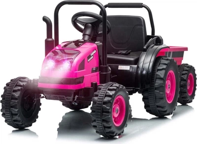 Pojazd na akumulator Milly Mally Traktor z przyczepa Farmer Pink (5907090701099)