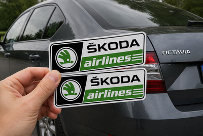 Наліпка на авто "Škoda Airlines". Пара на дві сторони 10х3см