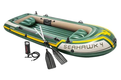 Човен надувний моторно-гребний чотиримісний Intex Seahawk 4 Set (до 240 кг) розмір 351х145х48 см