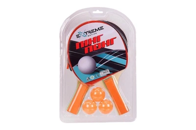 Теніс настільний TT2107 (50 шт) Extreme Motion, 2 ракетки, 3 м'ячики в слюді - 19.5 * 29.5 см, р-р ракетки - 15 * 25.5 см