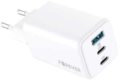 Ładowarka sieciowa Forever GaN PD QC TC-08-65ACC 2x USB-C 1x USB 65W White (5900495621818)
