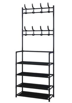 Вешалка для одежды в прихожую с полками для обуви AND Simple Floor Clothes 60x30x170см Черный