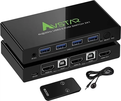 КВМ-переключатель на 2 порта HDMI 4K с поддержкой USB 2.0