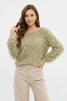 Свитер женский однотонный оливкового цвета Fashion размер 42-44 (217543)