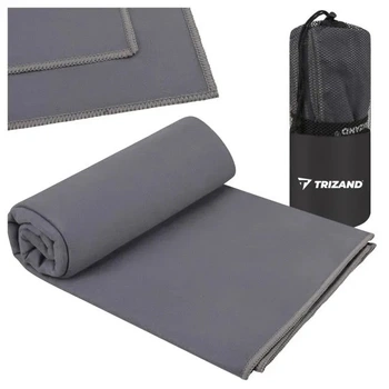 Полотенце быстросохнущее Trizand 27460 из микрофибры 180 × 100 см 250 г/м² темно-серое с чехлом