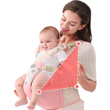 Хіпсит-переноска Baby Friend для носіння дитини спереду та ззаду, дихаючий, рожевий