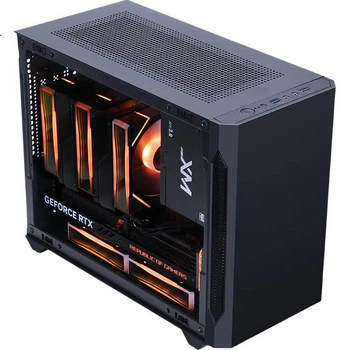Игровой и офисный корпус для настольного компьютера SAMA Creative Air Black с сетчатой вентиляцией с трех сторон, разборной конструкцией, поддержкой материнских плат MATX и блоков питания ATX, двумя портами USB 3.0 и пылезащитной верхней панелью.