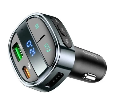 FM-модулятор автомобільний трансмітер з Bluetooth HOCO E70 Celebration Type-C PD 30W + USB QC 3.0 з швидкою зарядкою Чорний