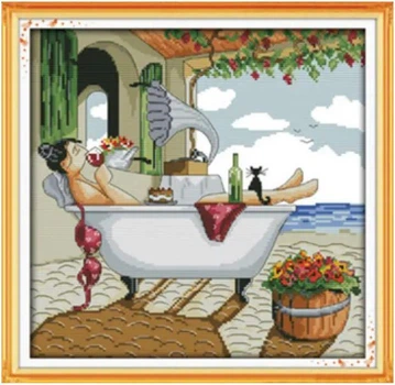 Набір для вишивання за нанесеною на канву схемою "Enjoy lify 3". AIDA 14CT printed, 35*35 см