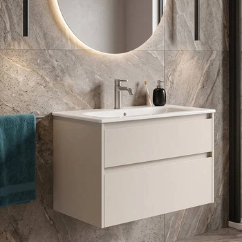 Тумба Geberit Selnova Square 504.139.DB.1 підвісна, колір пісочно-сірий з шовковисто-матовим покриттям, з раковиною slim rim 80 см