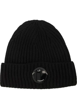 Шапка C.P. Company черного цвета, с одной линзой,One size (универсальный размер).