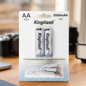 Комплект аккумуляторных батарей AA Kingtianli 2шт. с разъемом Type-C на 1.5V/3500 mAh (10597)