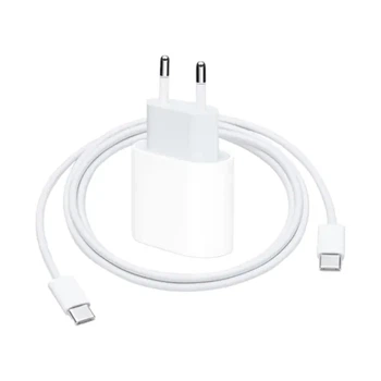 Мережевий зарядний пристрій Apple 20W Type-C, Кабель PD Type-C to Type-C, Білий