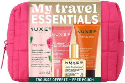 Набір  Nuxe My Travel Essentials Косметичка + Міцелярна вода 50 мл + Крем-гель для обличчя 15 мл + Суха олія 10 мл + Гель для душу 30 мл (3264680046933)