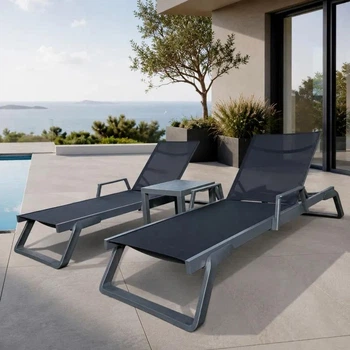 Комплект 2 шезлонга Siesta Tropic + Стол Siesta Ocean Side Table - Dark Grey Black