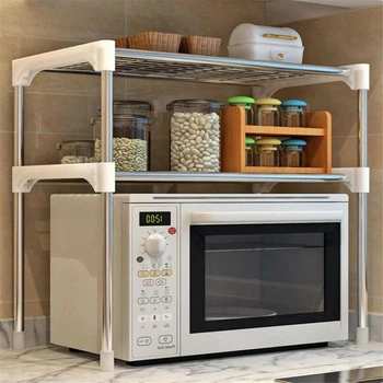 Полка органайзер для микроволновки с крючками Wellamart